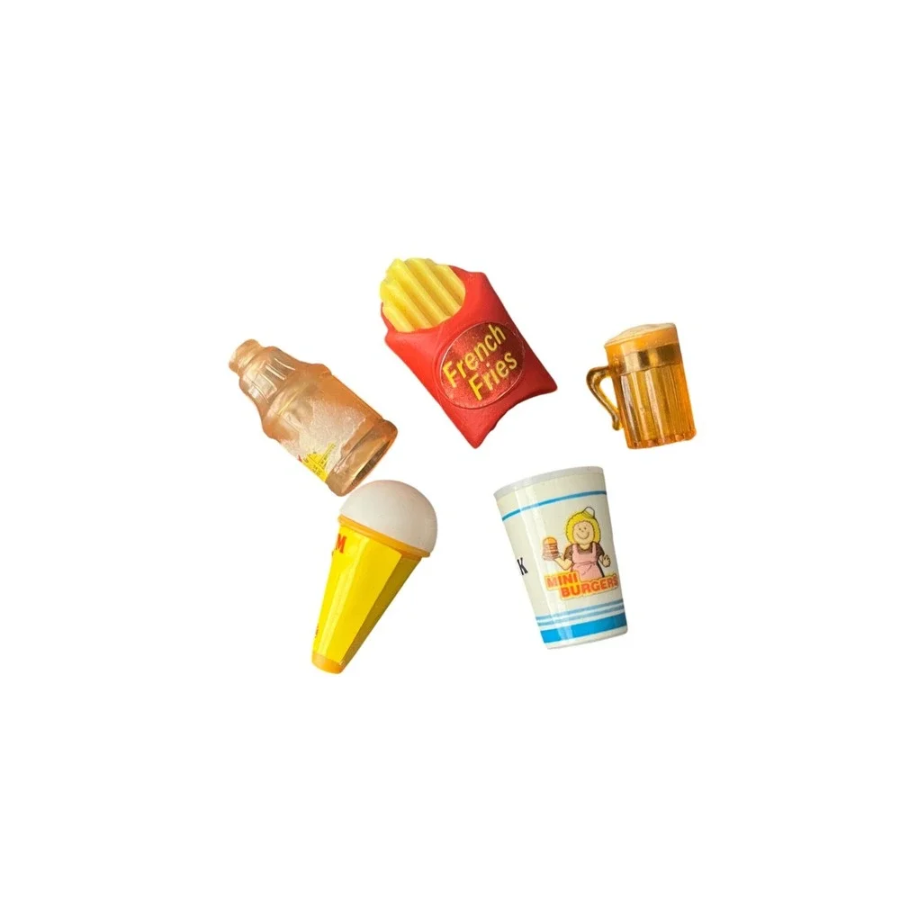 Vintage 80s Fast Food Novelty Erasers Set French Fries Soda Ice Cream Miniatures
